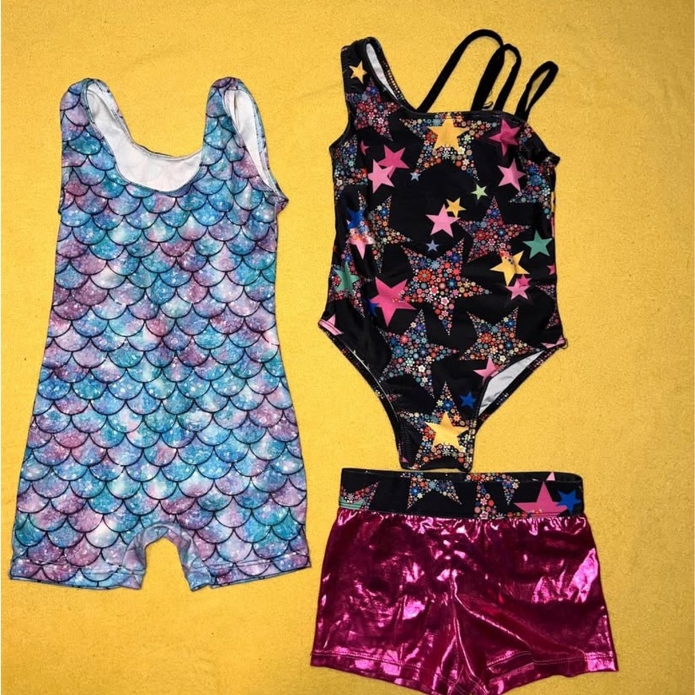 3T Gymnastics/ Cheer Outfits Colorful Gymnastics Leotard and Shorts Set